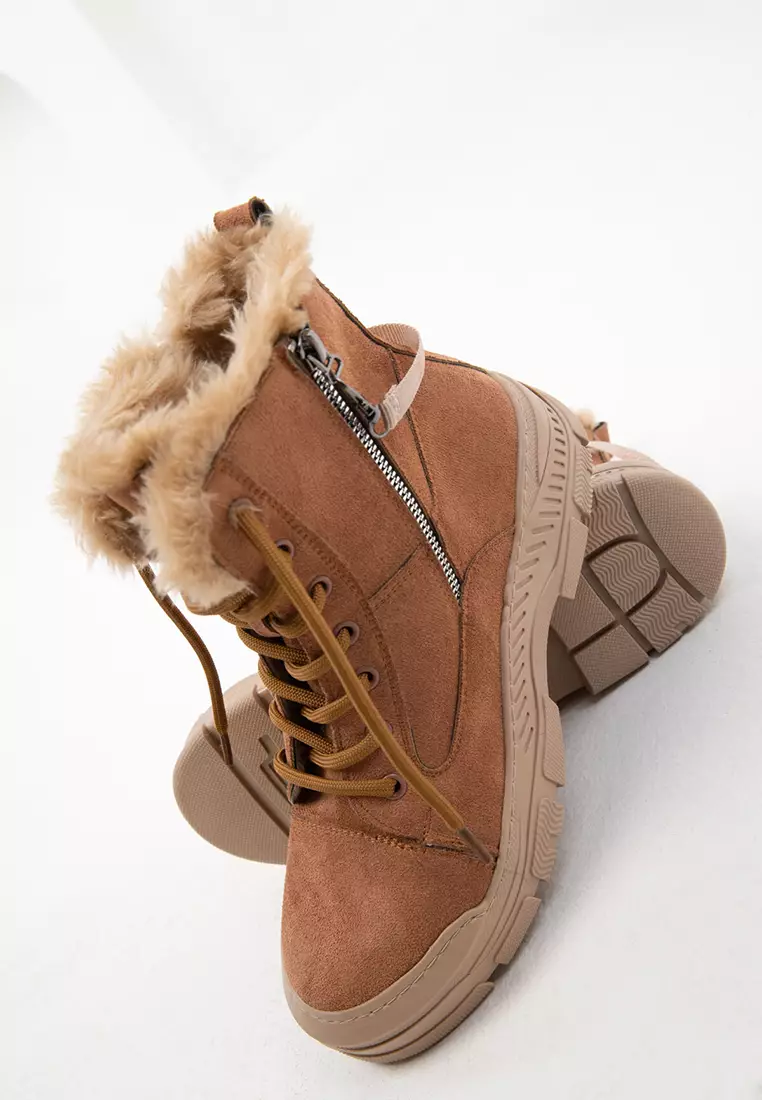 Tan Suede Women's Boots - 20007 Model Bootie