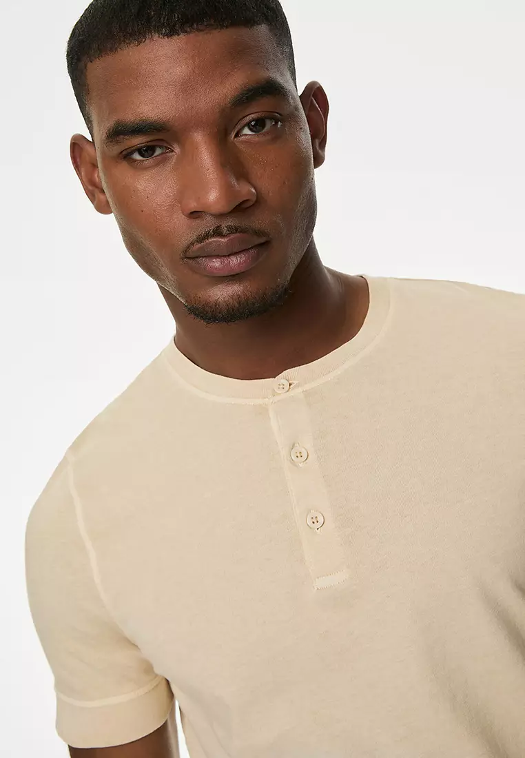 Pure Cotton Henley T-Shirt