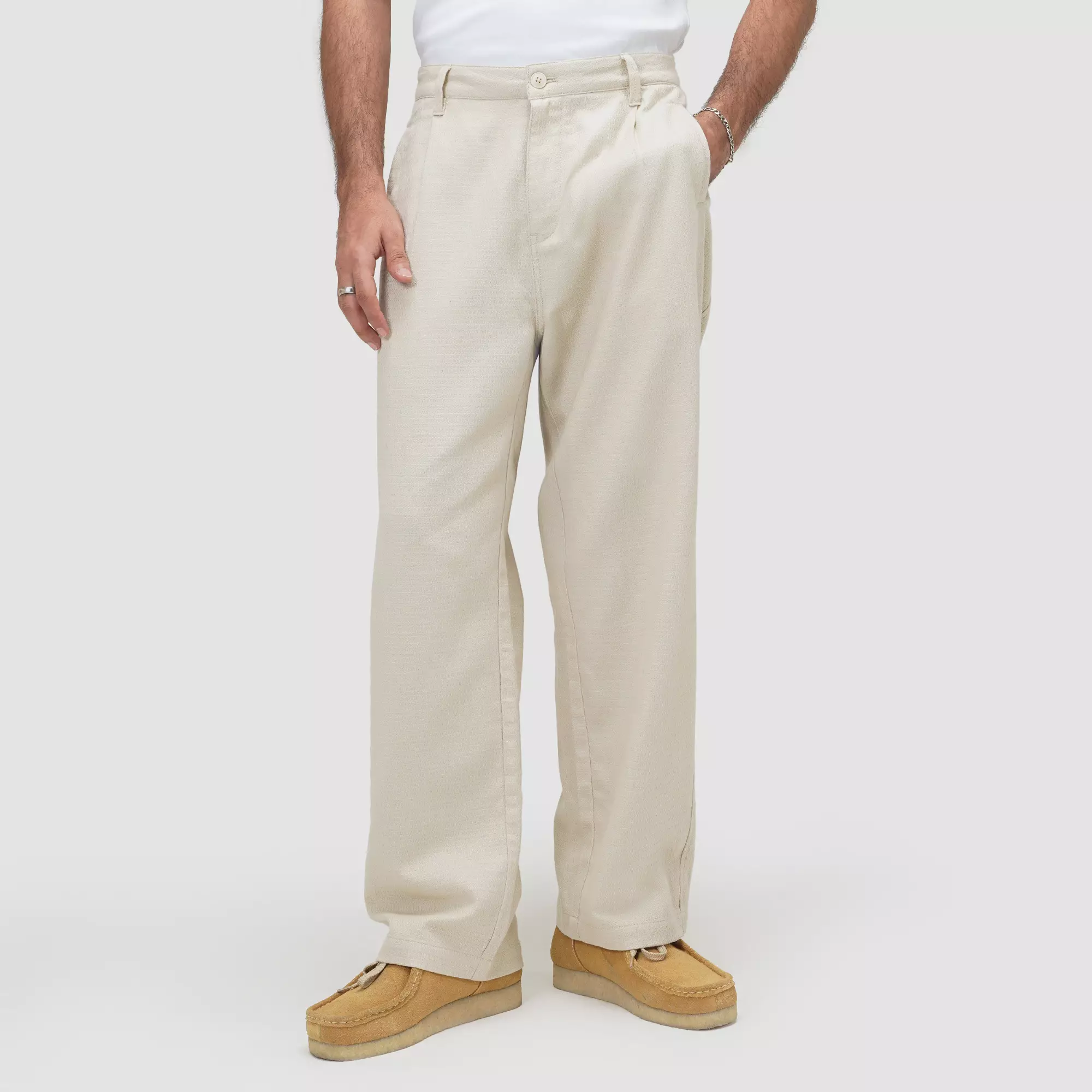CELCIUS Wide Leg Jaquard Trousers I31000489C Cream