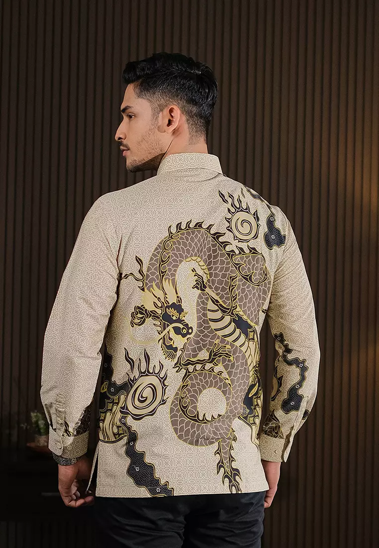 Hadinata Batik Pria Kemeja Panjang Superfine Bilva Beige