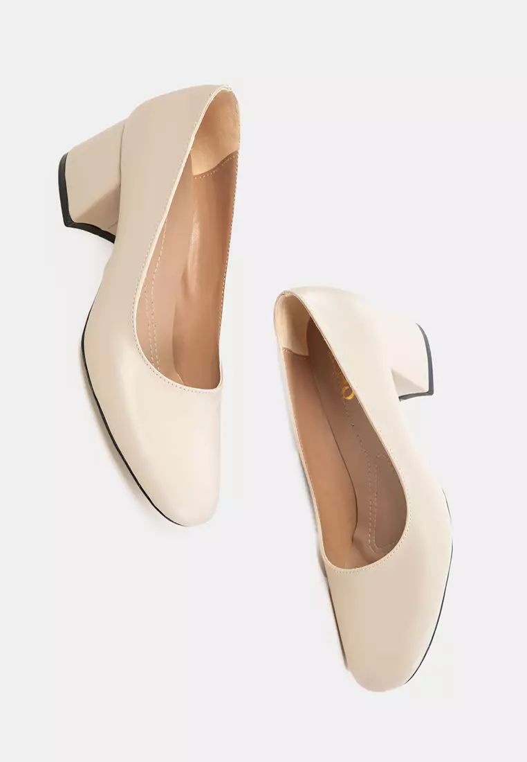 Beige Women'S Classic Heeled Shoes 20808