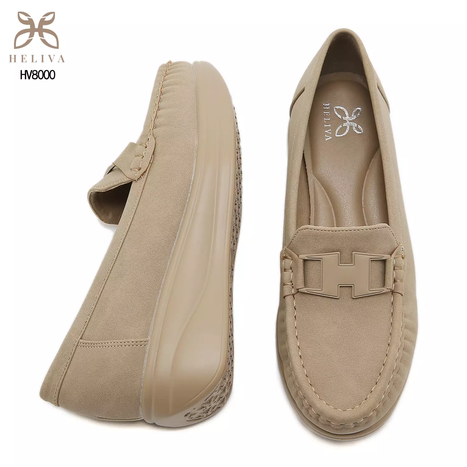 HELIVA HILARY Minimalist H-Accent Wedge Loafers for Women HV8000