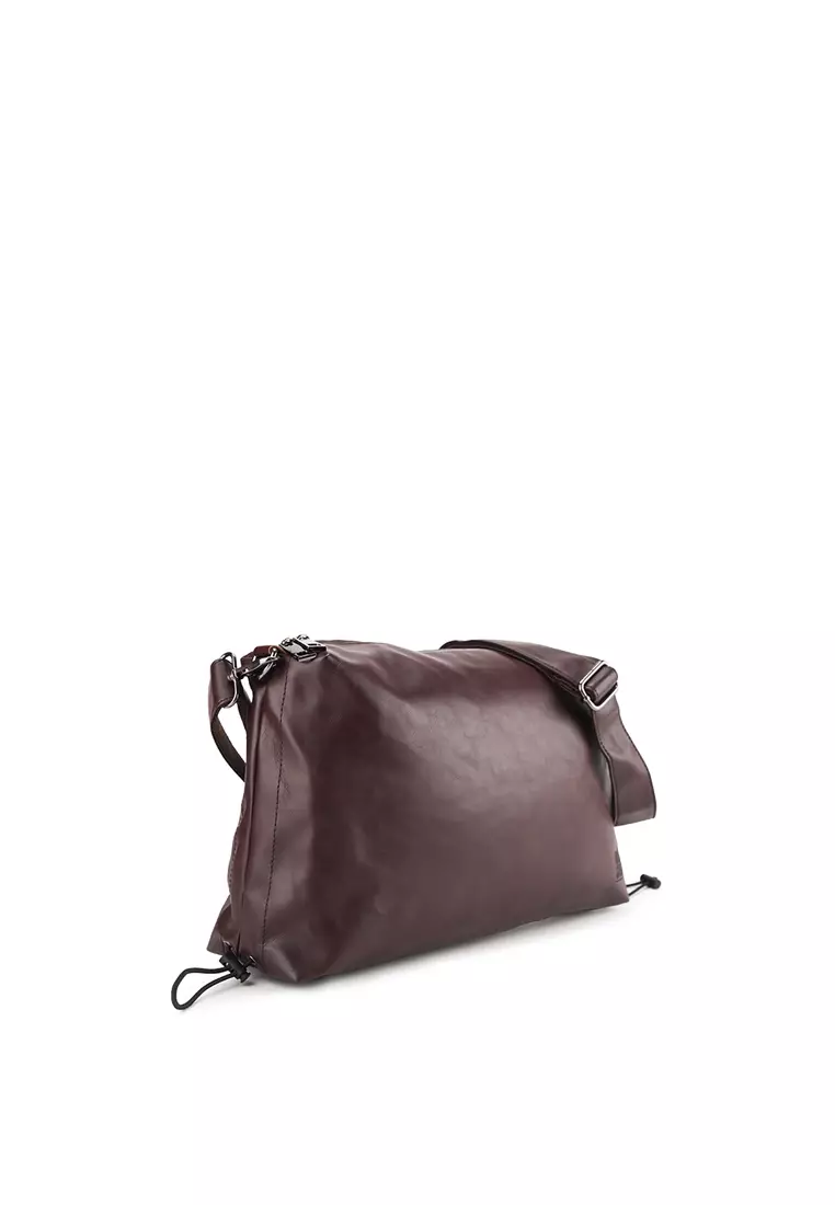 Distressed Leather Carry Crossbody Bag