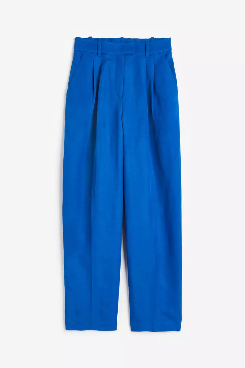Tapered linen-blend trousers