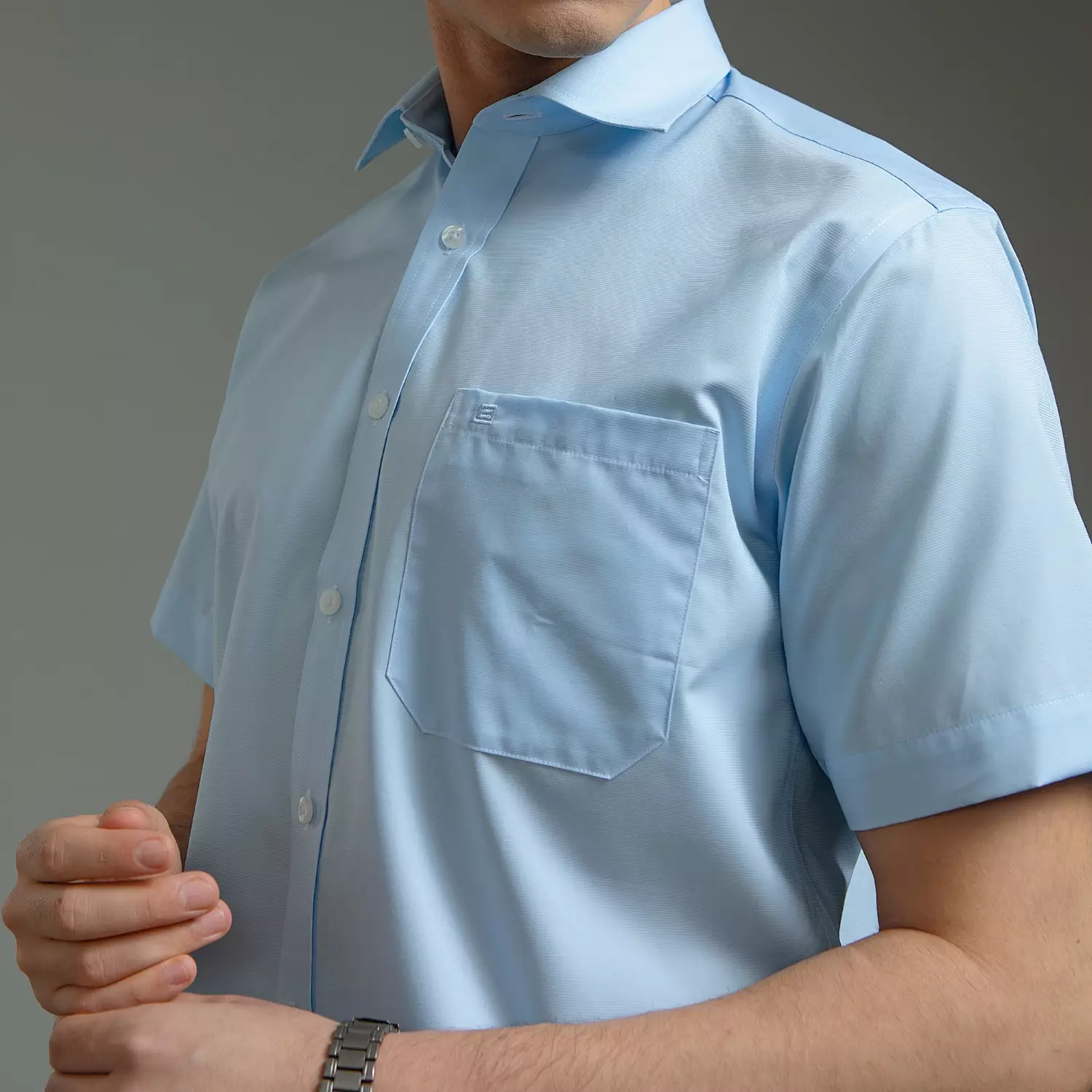 Kemeja Lengan Pendek Guy Laroche Iced Cerulean - Light Blue Cotton Blend Smart Casual