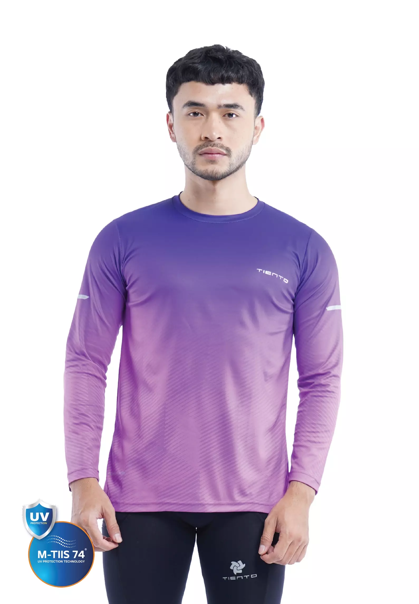 Tiento Jersey Running Anti UV Baju Olahraga Lari Pria Lengan Panjang Kaos Dryfit Long Sleeve Men Xceleration