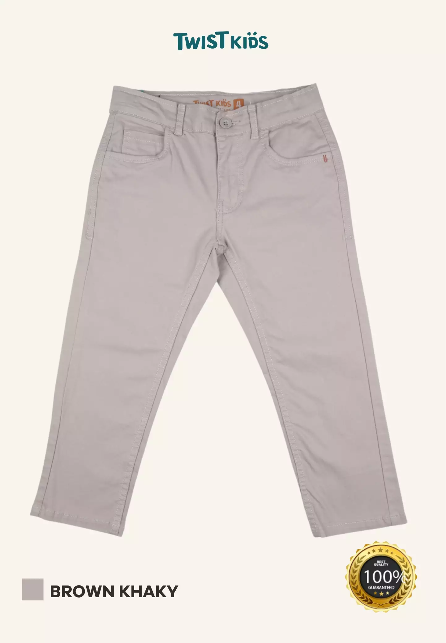 Twist Kids [Official Store] - Landra NC, Bawahan/Celana/Celana Katun Panjang Strecth Anak Laki-laki (4-14 tahun) Warna Khaky