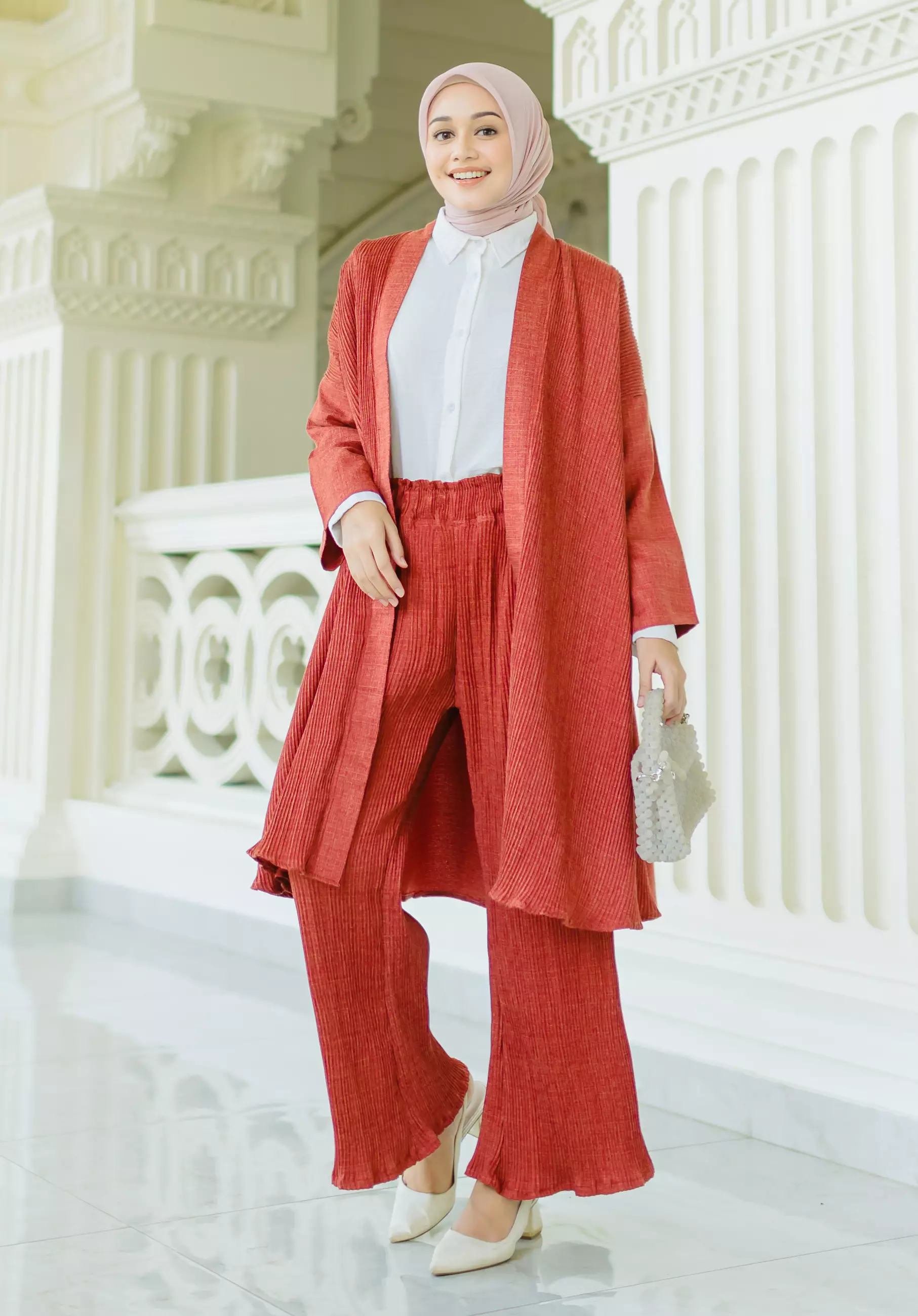 Zakia Pleats Set Maroon M