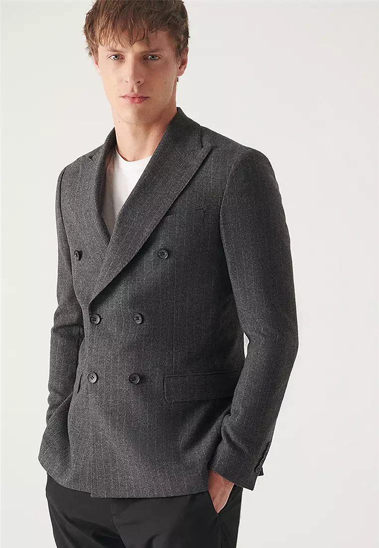 Jual Avva Wool Striped Jacket Original 2025 | ZALORA Indonesia