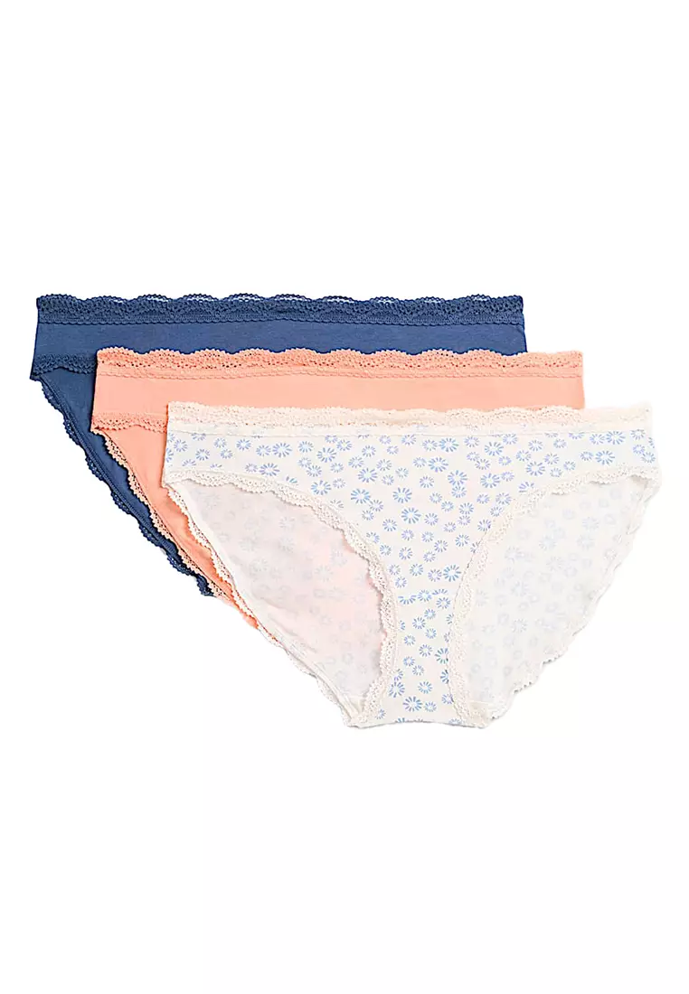 3pk Cotton Rich Printed Bikini Knickers