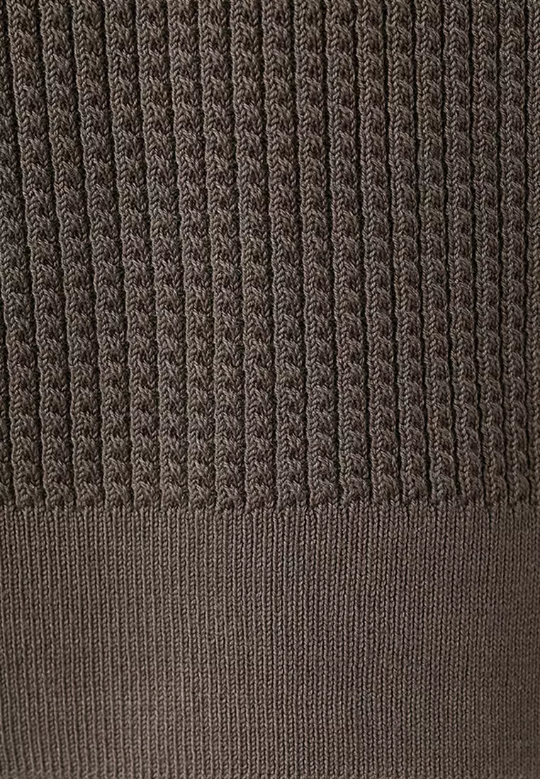 Fine-Knit Herringbone Polo Shirt