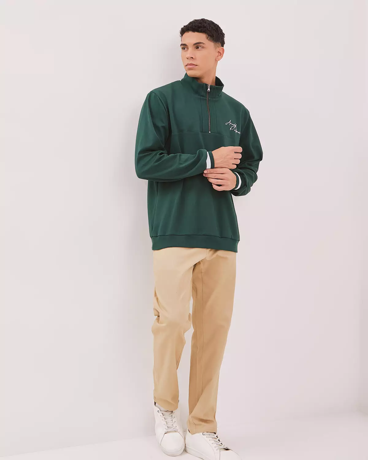 MEN'S GREEN CASUAL SWEATER