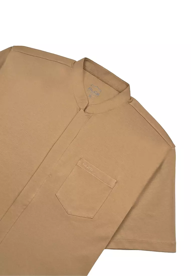 POLICE Kemeja Koko Polos Spandex Slub Premium Regular Fit Pria