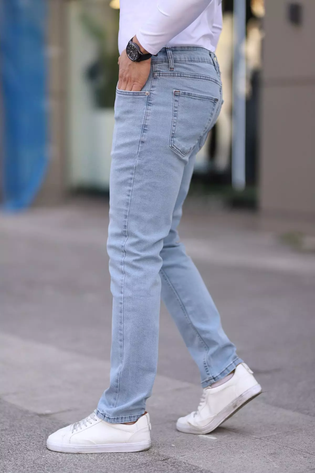 Light Blue Regular Fit Stretch Fabric Jeans Trousers TMNSS25JE00001