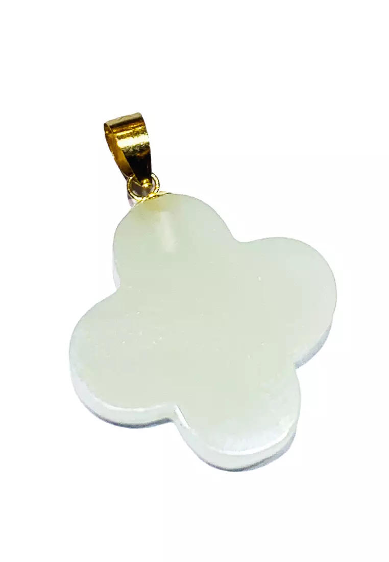 [SPECIAL] LITZ 18K Jade Pendant With 14K Gold Plated 925 Silver Chain JP010