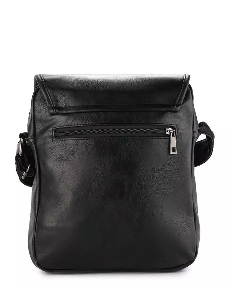 Distressed Leather Courier Crossbody Bag