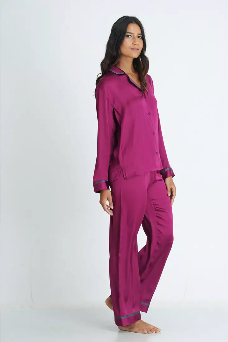 Satin Pajamas Cheap Pajamas Buy MACKLY PLUM WOMEN'S SATIN PAJAMA