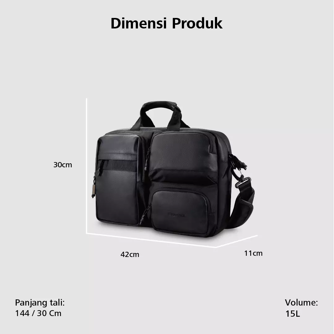 Weston Ravle Laptop Shoulder Bag 15-Inch Tas Selempang Kerja Kuliah Sekolah Classic - Hitam