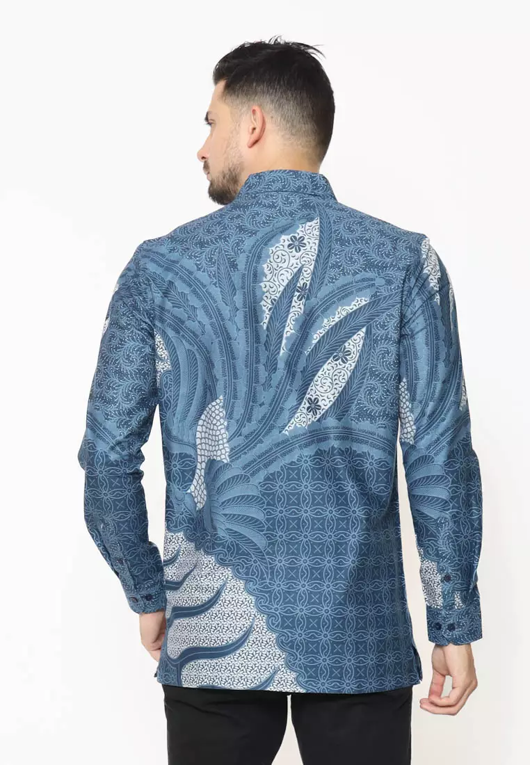 MAGINOT ALTA BIRU MUDA Batik Slim Fit Lengan Panjang