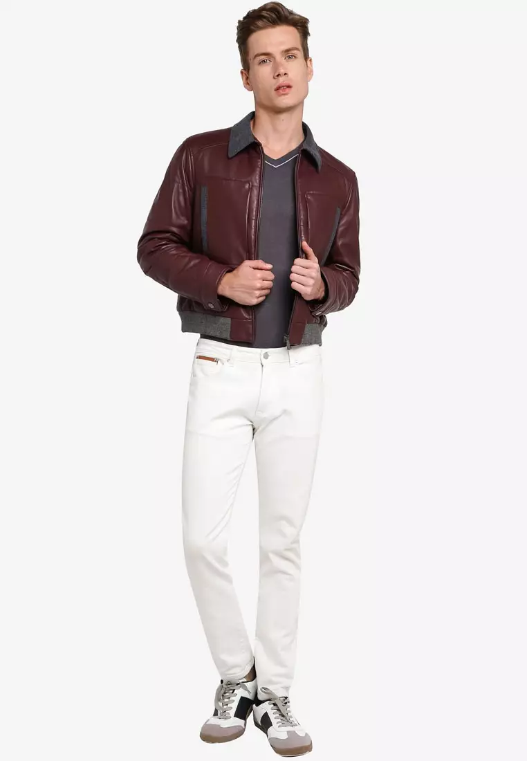 Buy Gay Giano Aviator Leather Jacket 2023 Online | ZALORA Singapore