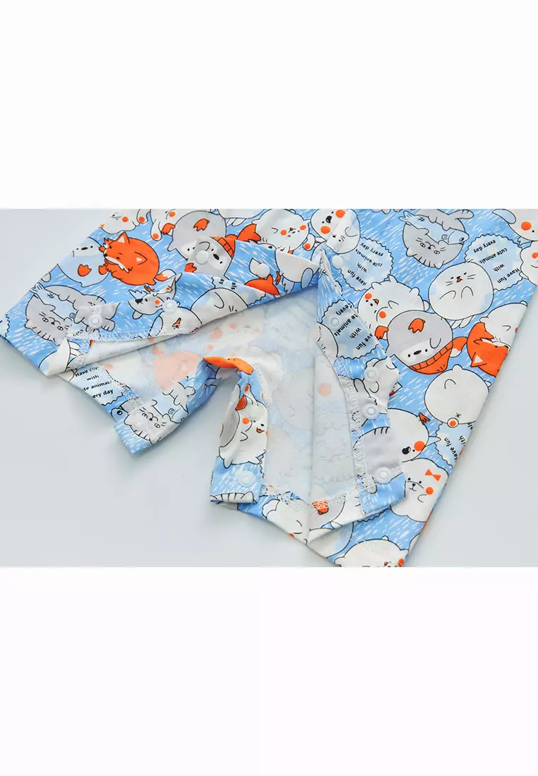 Purrfect Family Paws Baby Boy Blue Little Cats Cheongsam Romper Family Wear 0801