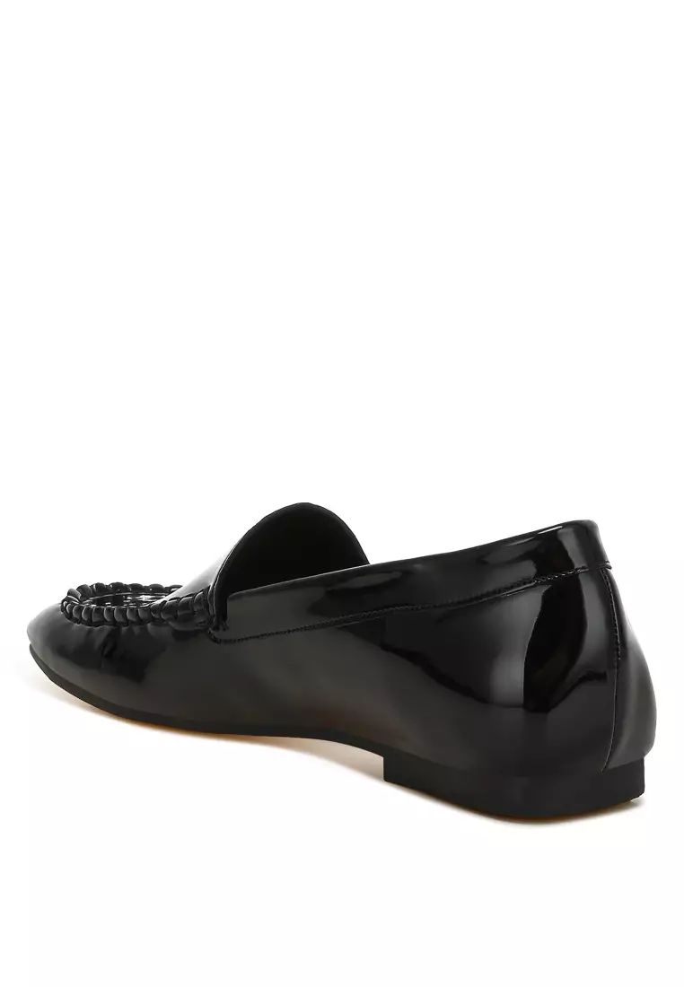 Patent Pleather Loafers in Black
