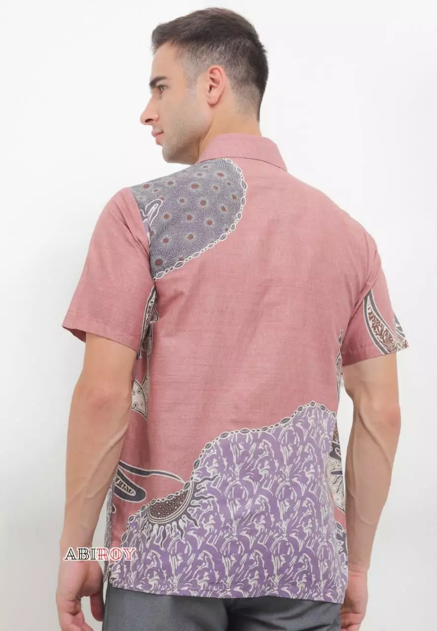Mahesintra Pink Kemeja Batik Pria Premium Slimfit Lengan Pendek NLN