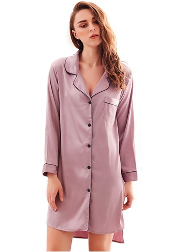 LYCKA purple LND1080-Lady One Piece Chemise Sleepwear-Purple 41E21US527B674GS_1