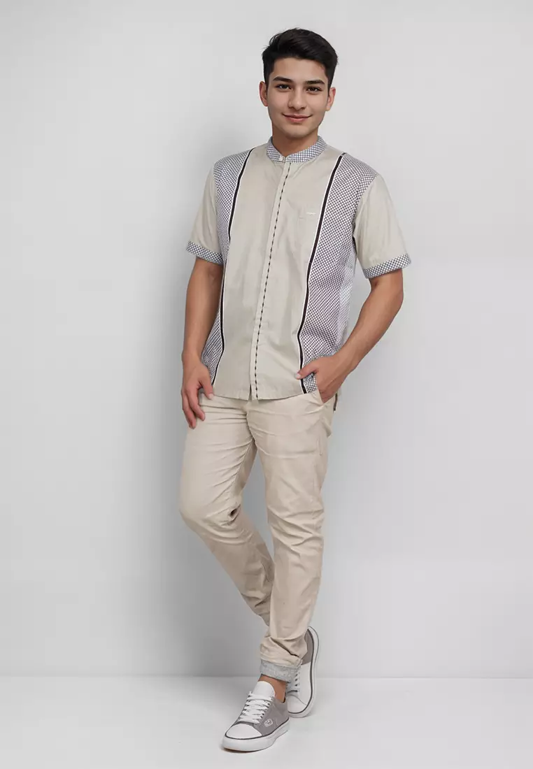 Crocodile KOKO Katun | Lengan Pendek Corak Kontemporer Kemeja | Relax Fit 1171