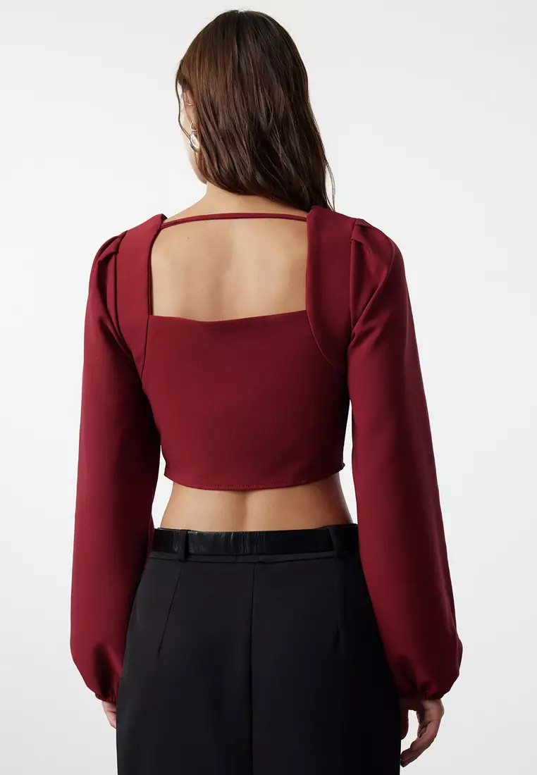 Cropped Balloon Sleeves Top