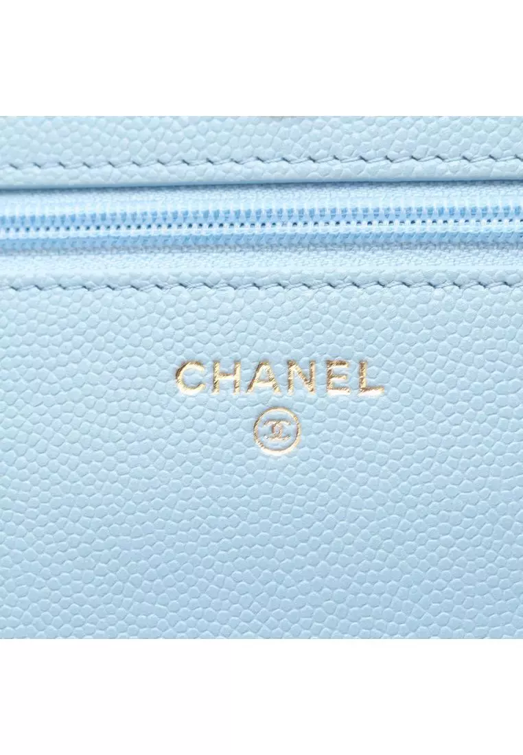 Pre-Loved Chanel Quilted Caviar Crystal Enamel Cc Wallet On Chain