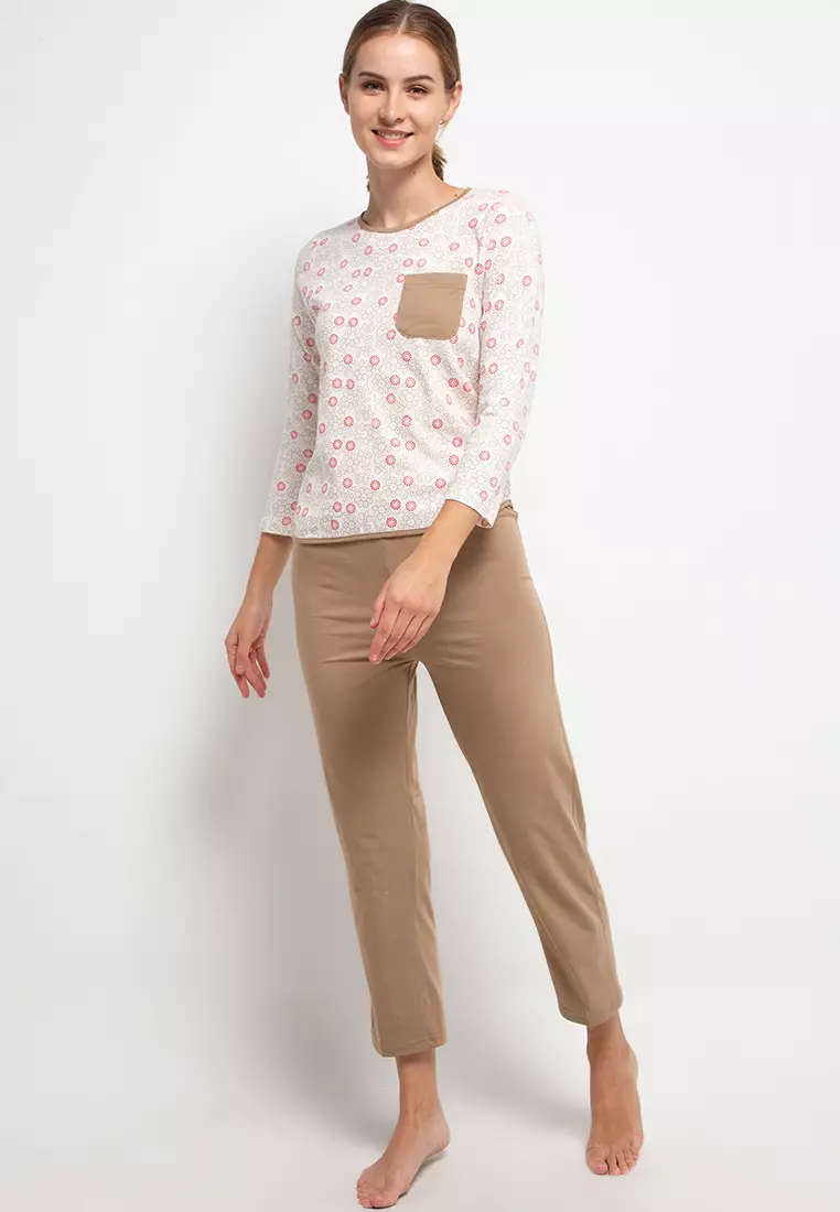 Pyjama Pijama Short Sleeve Long Pants Sleepwear