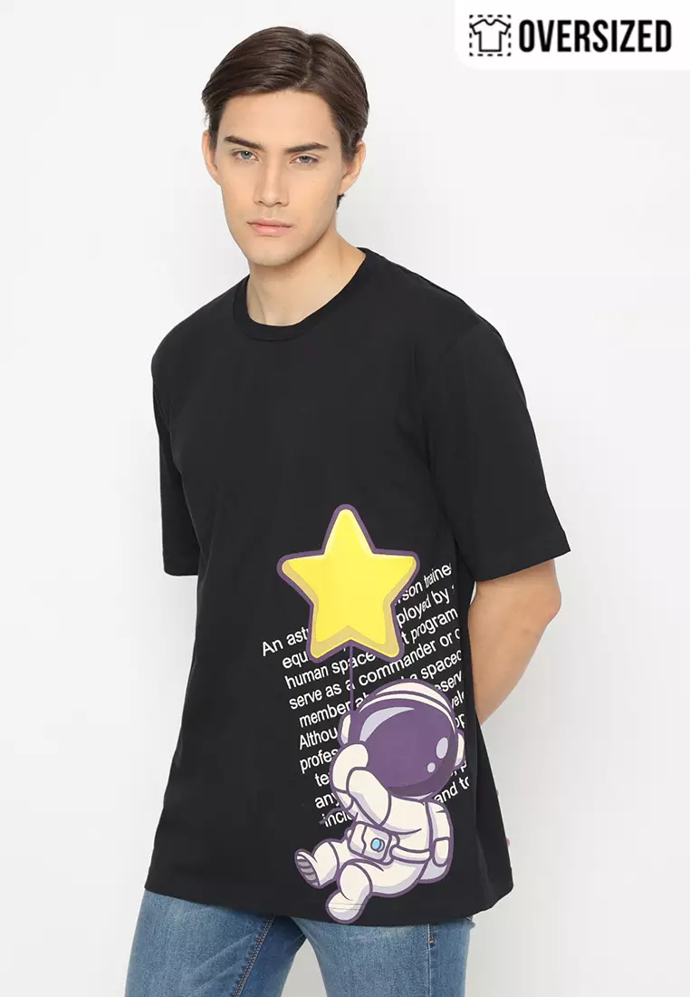 RBJ T-Shirt Cotton Combed Jet Black Oversized Pria 2079350061