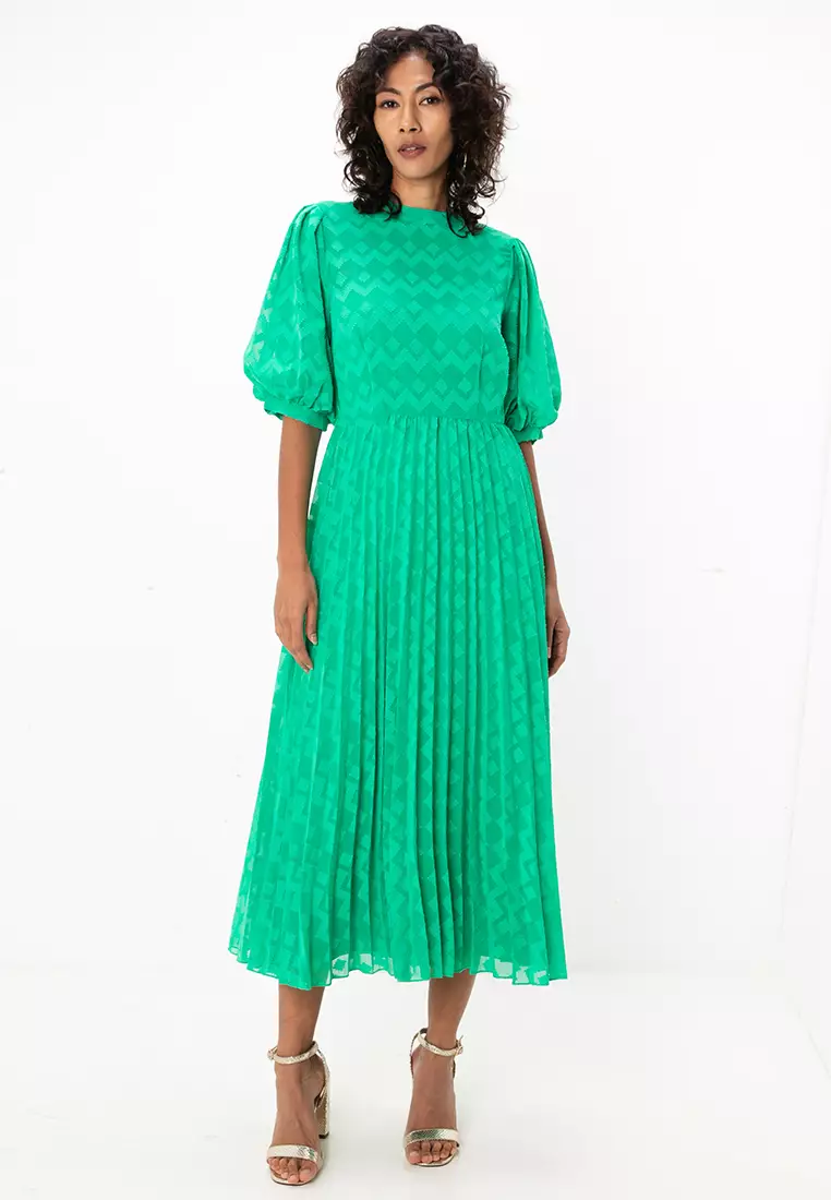 Asos design high neck pleated midi dress clearance