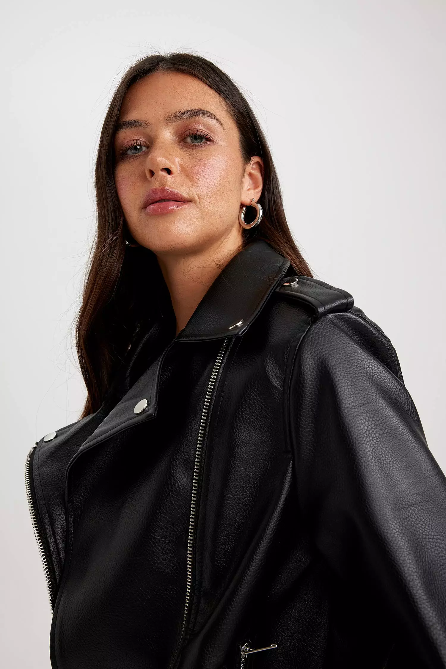 Buy DeFacto Oversize Fit Faux Leather Jacket 2024 Online | ZALORA Singapore