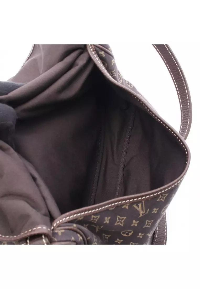 Pre-Loved Louis Vuitton Saumur monogram mini run Ebene Shoulder bag canvas leather Dark brown