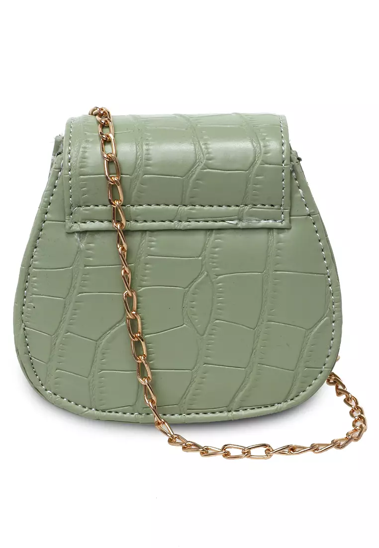 Ignazia Tas Wanita Motif Croco Design Simple Premium Quality - Mint