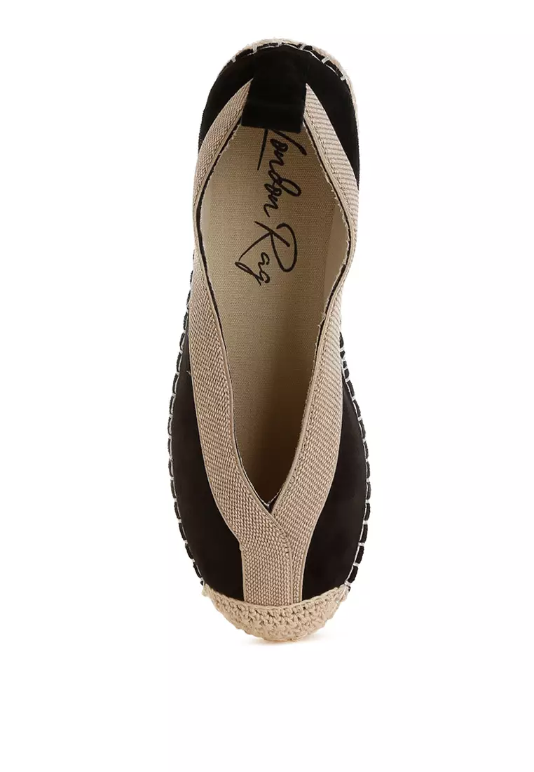 Microfiber Detachable Lace Espadrilles In Black