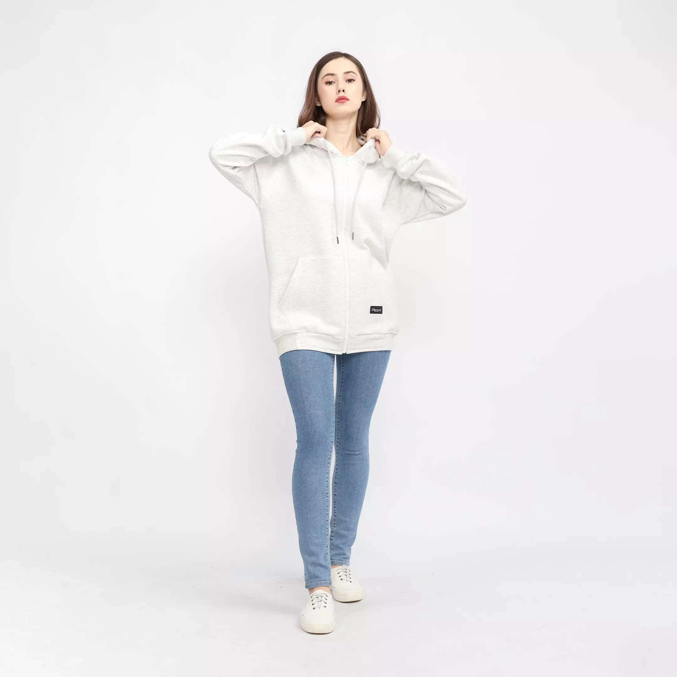 Zipper Hoodie Jacket White