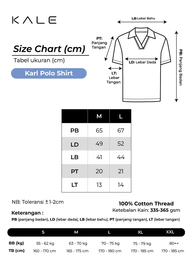 Kale Karl Denim / Kaos rajut lengan pendek premium