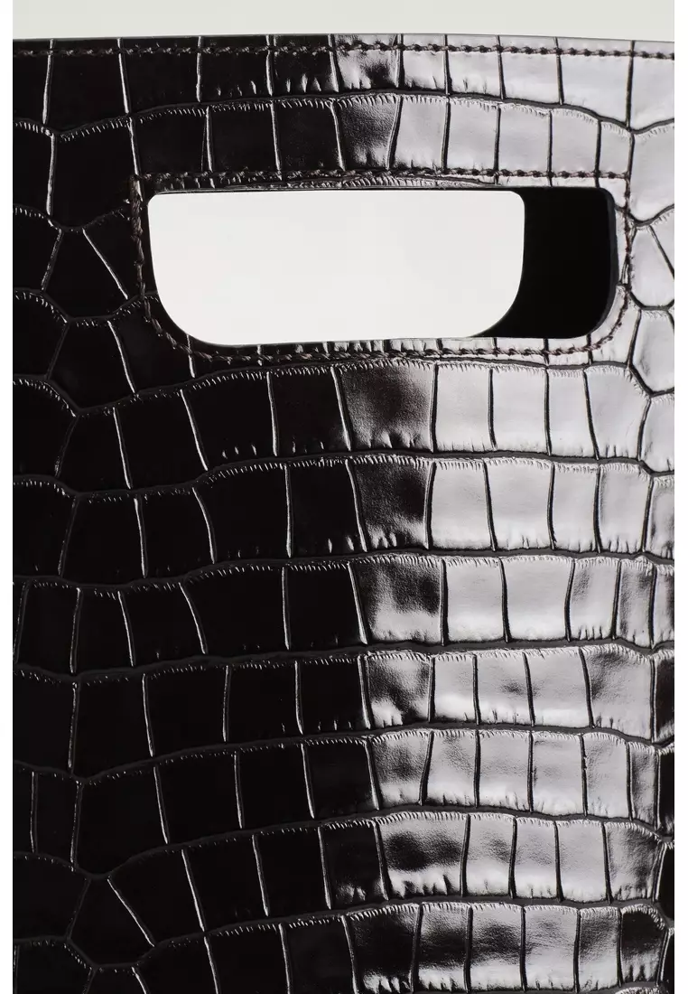 FOLIO MINI BAG - CROC-EMBOSSED LEATHER