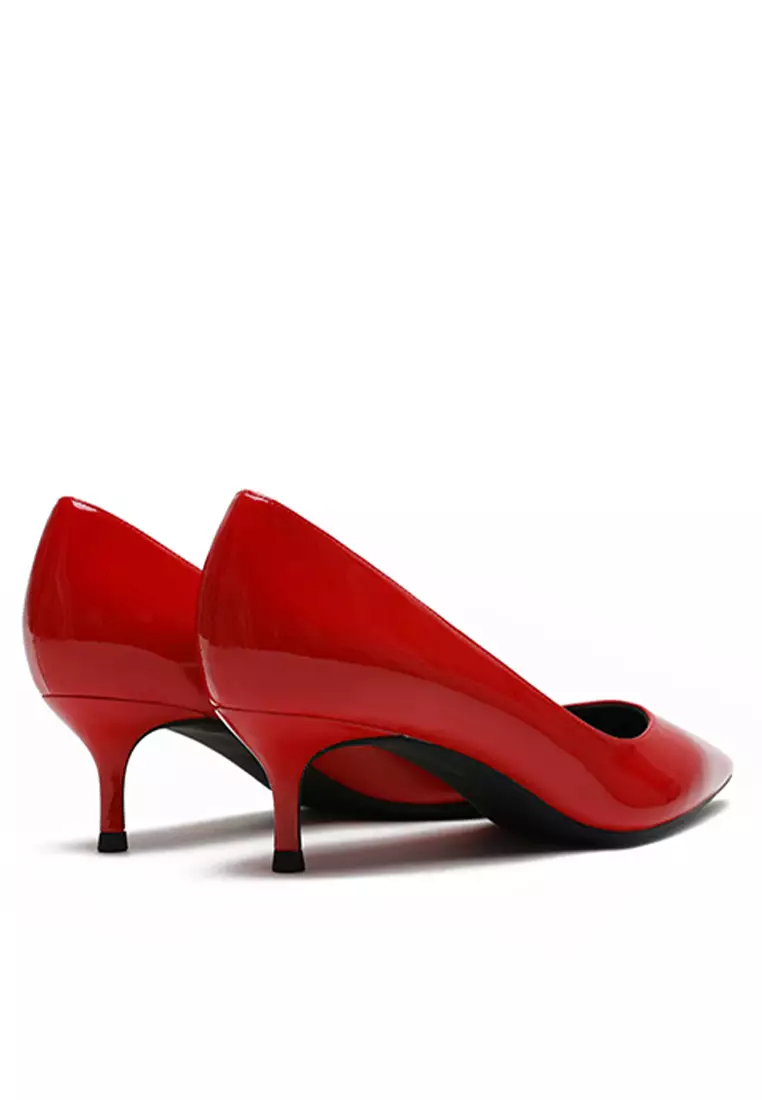 5CM Patent Pointed Mid Heel Shoes HZL150