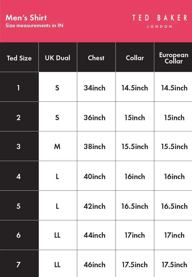 Ted baker shirt sizes new arrivals