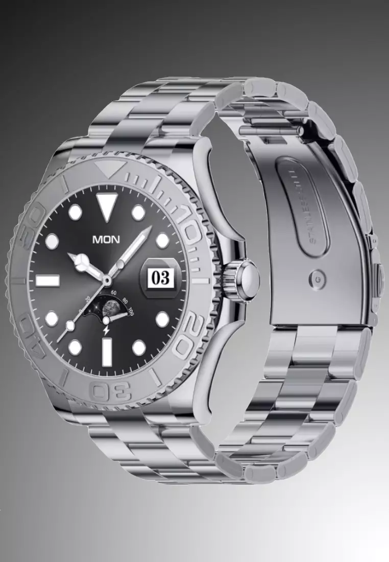 Sport/Luxury Smart Watch, Daily Life Waterproof, Stainless Steel Bracelet + 1 free Silicone Strap