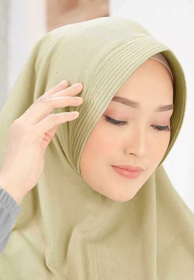 Zelena - Naya Knit Bergo | Hijab Instan Pad Lasercut - Soft Lime