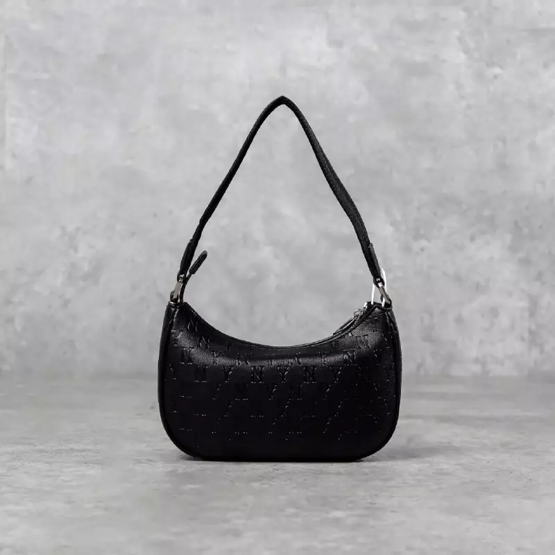 Tas MLB NY SILVER BLACK LEATHER HOBO BAG 100% ORIGINAL