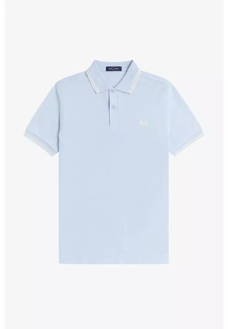 Fred Perry M3600 Twin Tipped Fred Perry Shirt (Light Smoke / Ecru / Ecru)