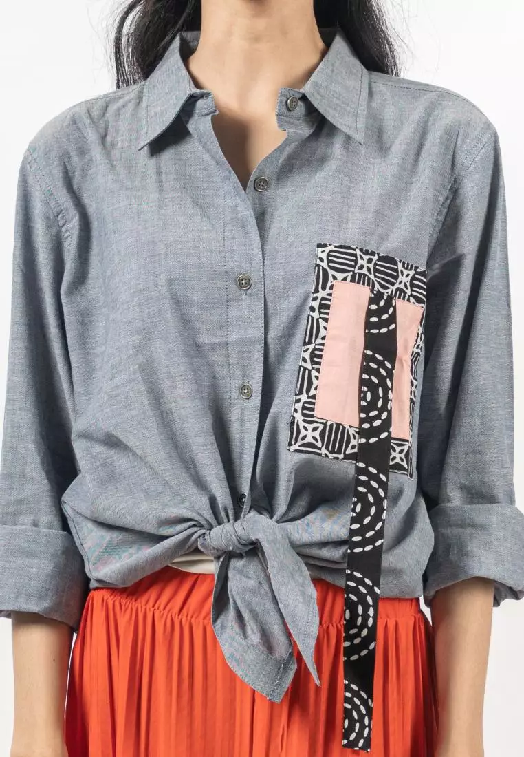 Blouse Batik Wanita - Bhatara Batik Leena - Atasan Batik Modern Lengan Panjang