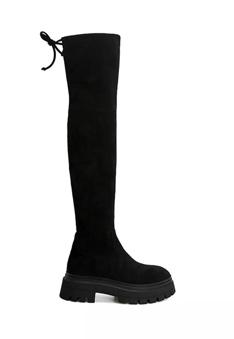 Discount on Twenty Eight Shoes  shoes - SKU: 5cm Platform Supper Skinny Elastic Suede Fabric Over Knee Boots Qz1938-7