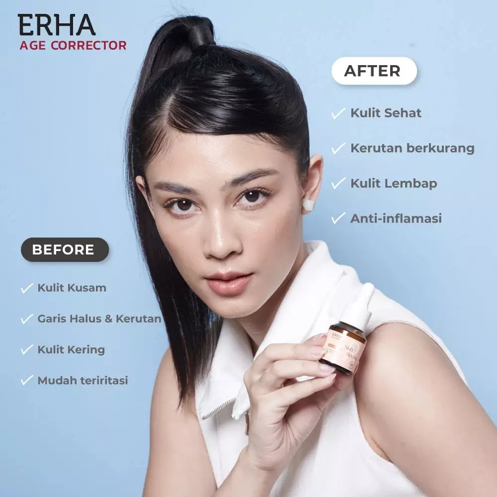 Erha Age Corrector Skin Renew Booster 15ml - 1% Bakuchiol & 10% AHA Booster Anti Aging | Alternatif Vegan Retinol | Meregerenasi Meremajakan Kulit | Menyamarkan Tanda Penuaan | Mencerahkan | Kolagen | Gentle untuk Kulit Sensitif